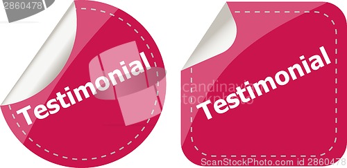 Image of testimonial word on stickers button set, label, business concept