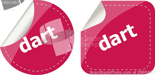 Image of dart word stickers web button set, label, icon
