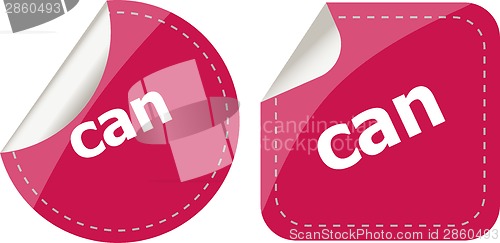 Image of can word stickers set, web icon button
