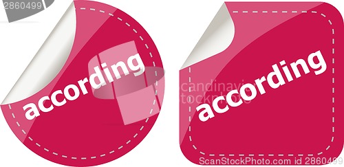 Image of according stickers set on white, icon button