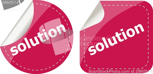 Image of solution stickers set, icon button isolated on white