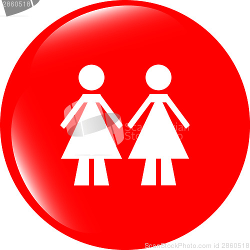 Image of two woman glossy web icon on white background