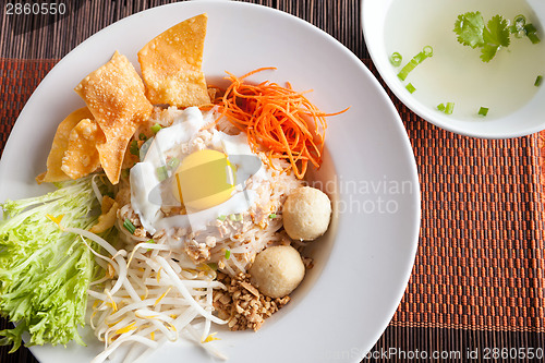 Image of Thai Noodle Dish with Fried Egg