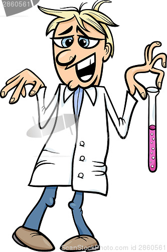 Image of crazy scientist cartoon illustration