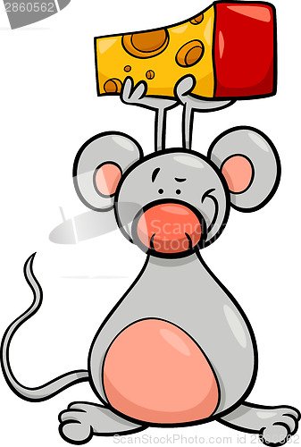 Image of cute mouse with cheese cartoon