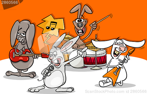 Image of rabbits rock music band cartoon