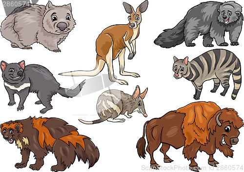 Image of wild animals set cartoon illustration