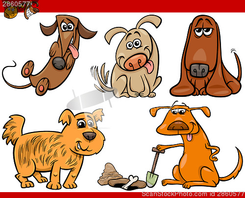 Image of happy dogs cartoon illustration set