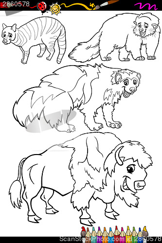 Image of animals set cartoon coloring book