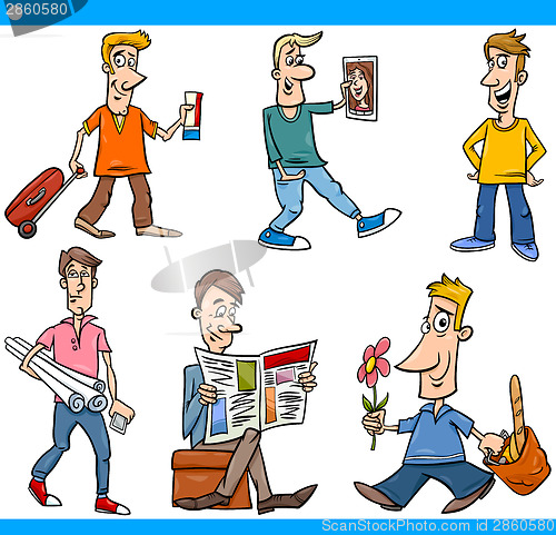 Image of men characters set cartoon illustration