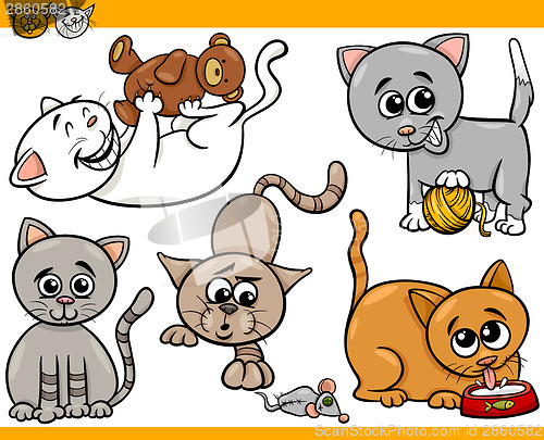 Image of happy cats cartoon illustration set