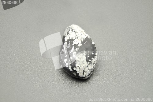 Image of Detailed and colorful image of snowflake obsidian 