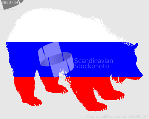 Image of Flag of Russia with brown bear