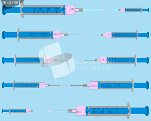 Image of Illustration of filled  injections on blue background