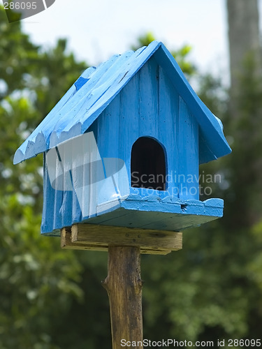 Image of Blue birdhouse