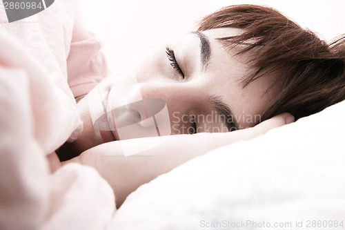 Image of Beautiful young woman sleeping.