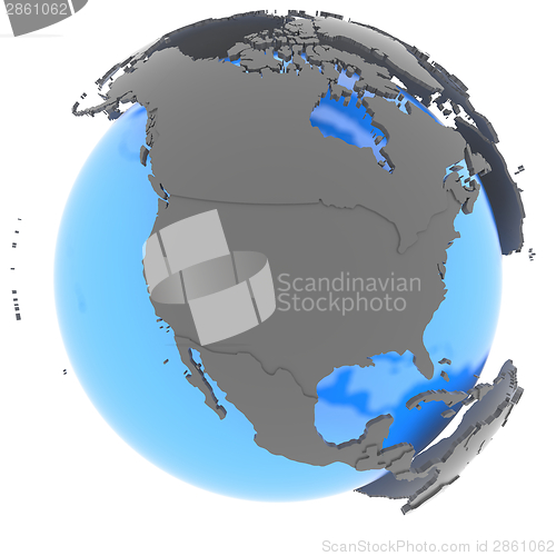 Image of North America on the globe