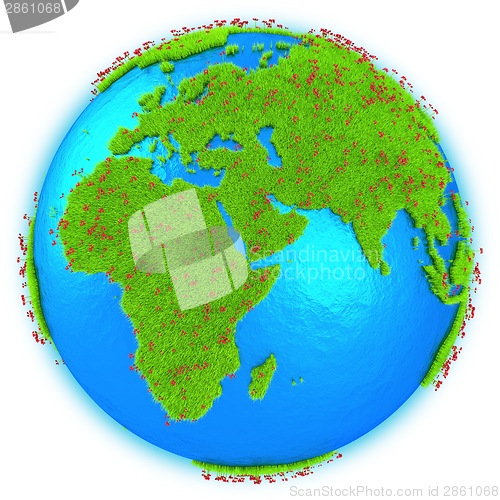 Image of Africa and Europe on planet Earth