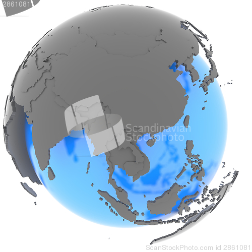 Image of East Asia on the globe