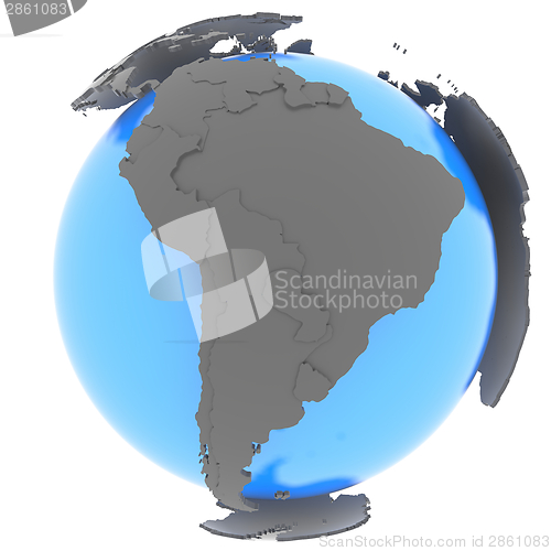 Image of South America on the globe