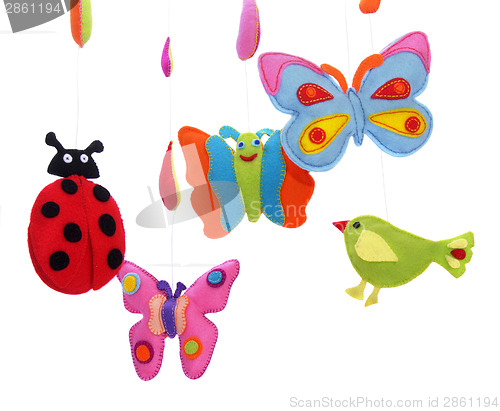 Image of Butterflies, ladybug and bird