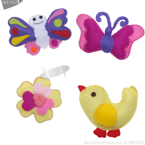 Image of Bird, butterflies and flower