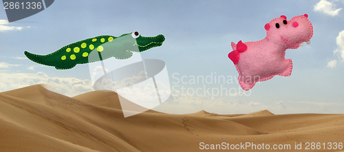 Image of Flying crocodile and hippo