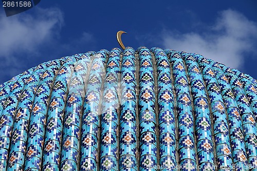 Image of Huge blue dome Arab mosque 