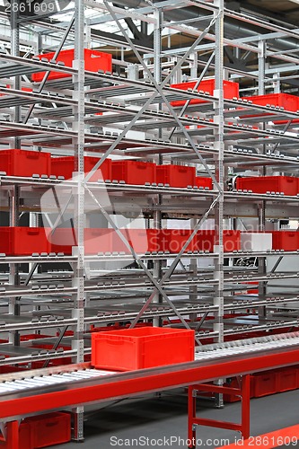 Image of Red crates warehouse