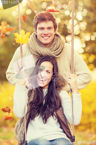 Image of romantic couple in the autumn park