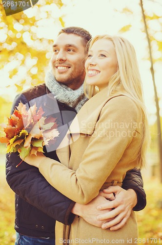 Image of romantic couple in the autumn park