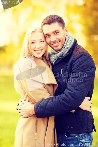 Image of romantic couple in the autumn park