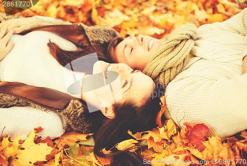 Image of romantic couple in the autumn park