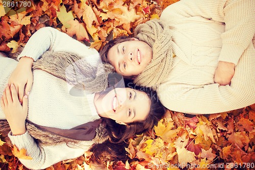 Image of romantic couple in the autumn park