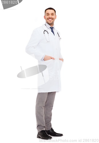 Image of smiling male doctor with stethoscope