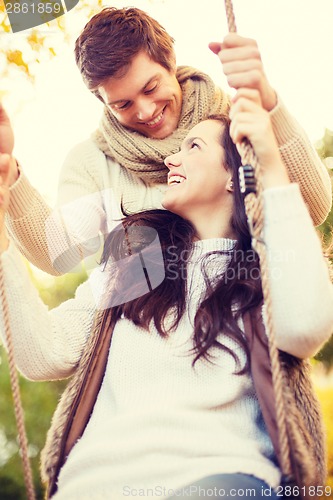 Image of romantic couple in the autumn park