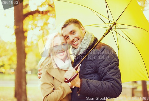 Image of romantic couple in the autumn park