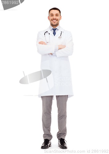 Image of smiling male doctor with stethoscope