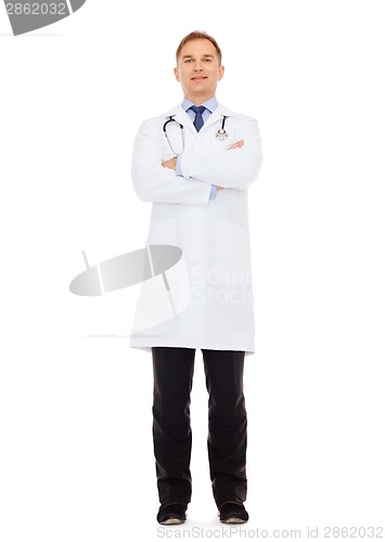 Image of smiling male doctor with stethoscope