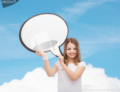 Image of smiling little girl with blank text bubble