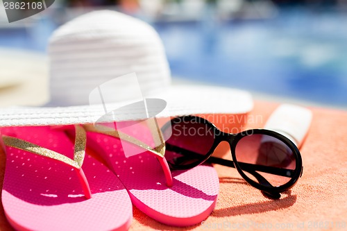 Image of close up of summer accessories