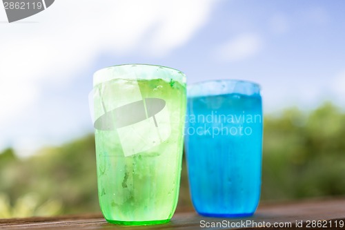 Image of close up of two glasses with cold water