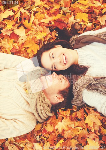 Image of romantic couple in the autumn park