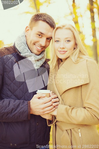 Image of romantic couple in the autumn park