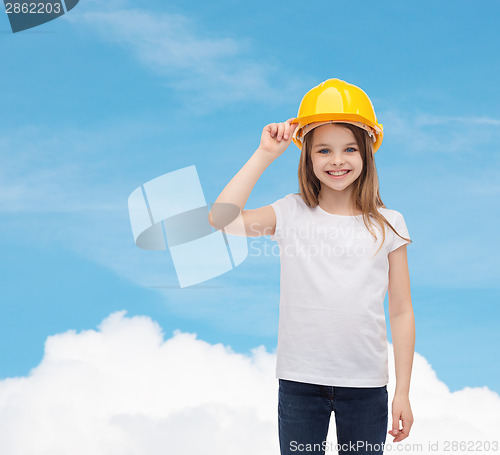 Image of smiling little girl in protective helmet