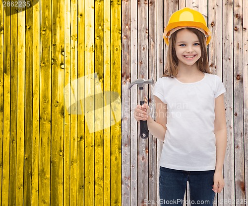 Image of smiling little girl in protective helmet