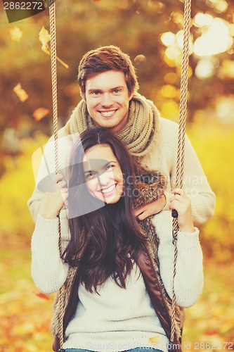 Image of romantic couple in the autumn park