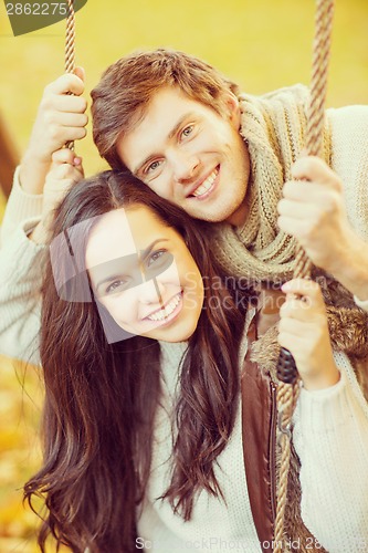 Image of romantic couple in the autumn park