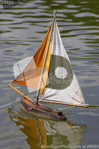 Image of Wooden sailing boats in jardin des tuileries paris france