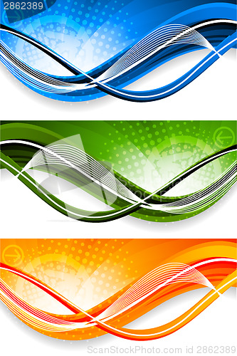 Image of Set of wavy banners